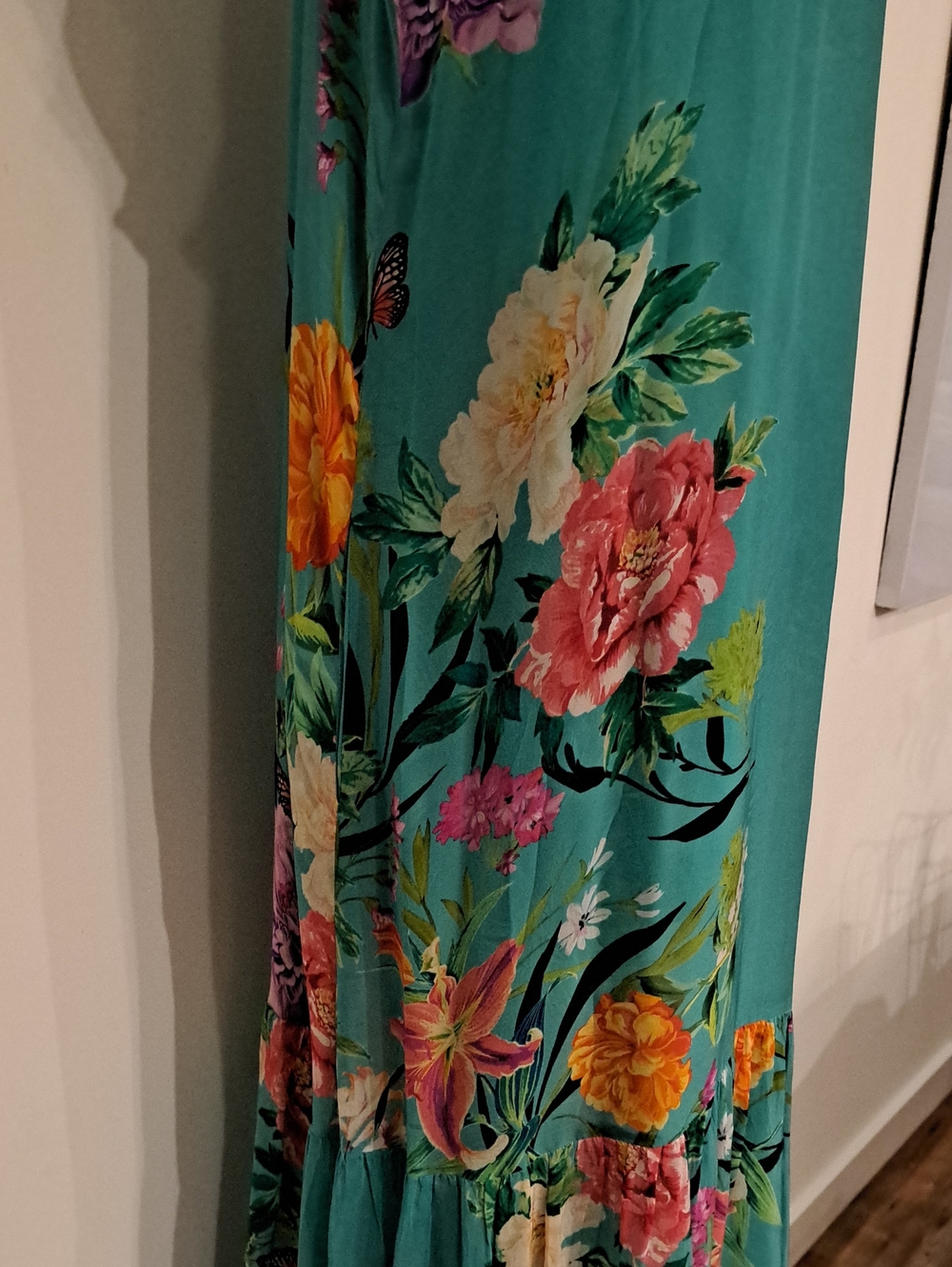 JOHNNY WAS PANYA ALBA Maxi Dress. BEAUTIFUL Turquoise w Colorful Floral Print. - Picture 6 of 11